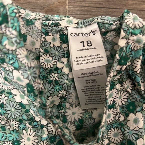 Carter’s Green Floral 18M Dress EUC - Picture 3 of 5
